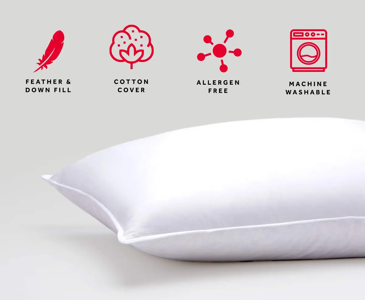 Marriott Luxury Hotel Pillows Queen Size Feather & Down Pillow 2-Pack | Hypoallergenic & Machine Washable - view 3