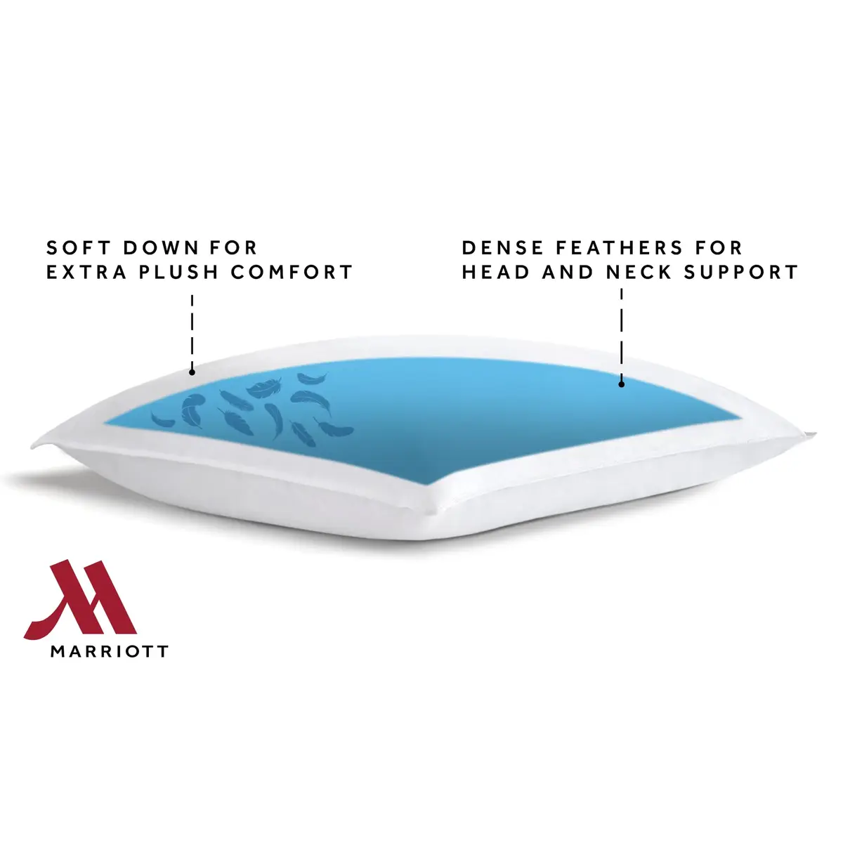 Marriott Luxury Hotel Pillows Queen Size Feather & Down Pillow 2-Pack | Hypoallergenic & Machine Washable - view 4
