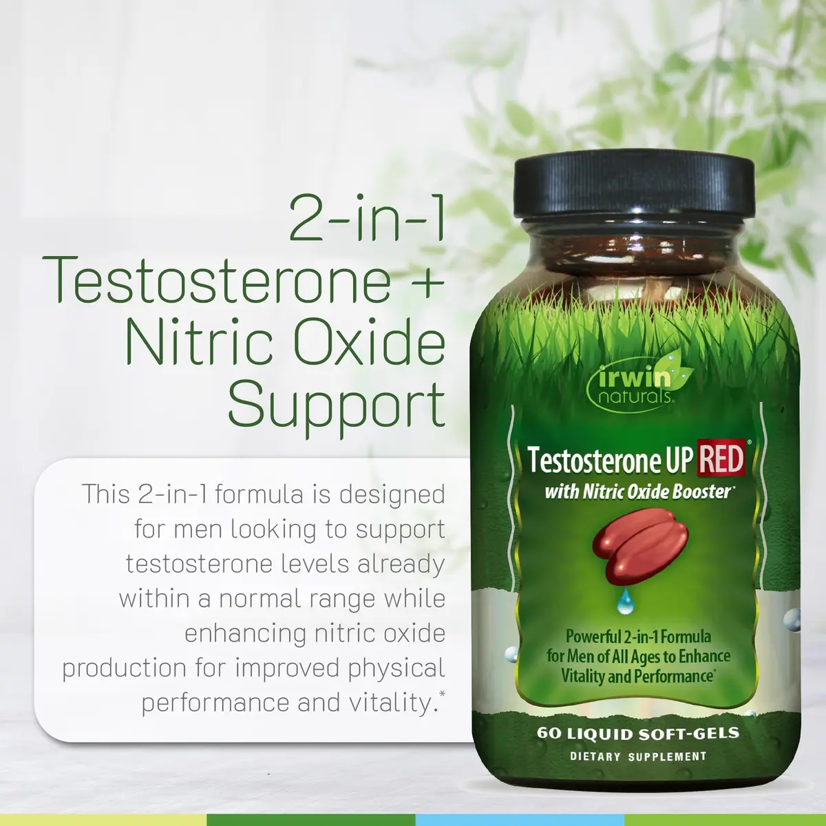 Irwin Naturals Testosterone UP RED with Nitric Oxide Booster | 60 Count (Pack of 1) Softgels - view 5