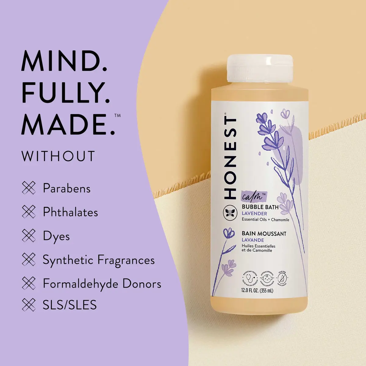 The Honest Company Bubble Bath, Hypoallergenic, Lavender Calm, 12 fl oz | Tear-Free, Gentle for Sensitive Skin - view 5