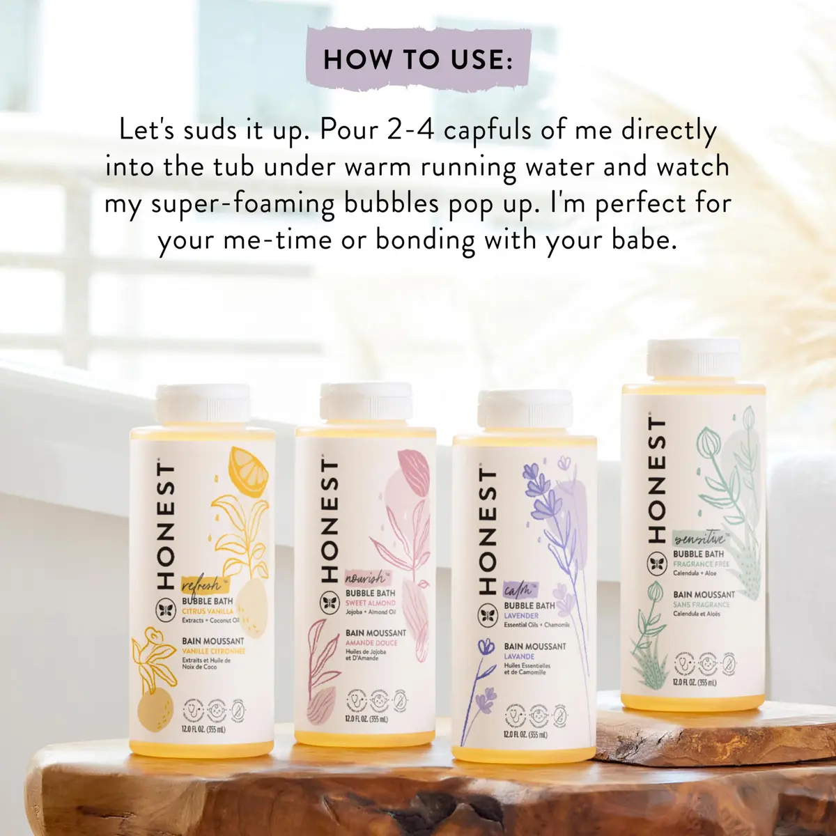The Honest Company Bubble Bath, Hypoallergenic, Lavender Calm, 12 fl oz | Tear-Free, Gentle for Sensitive Skin - view 6
