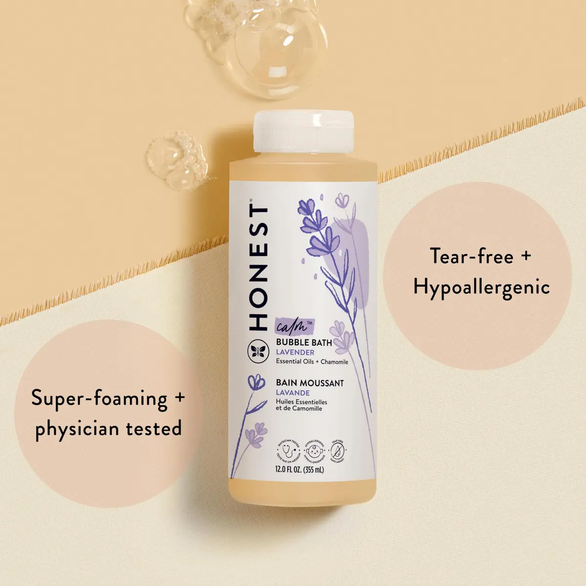 The Honest Company Bubble Bath, Hypoallergenic, Lavender Calm, 12 fl oz | Tear-Free, Gentle for Sensitive Skin - view 2