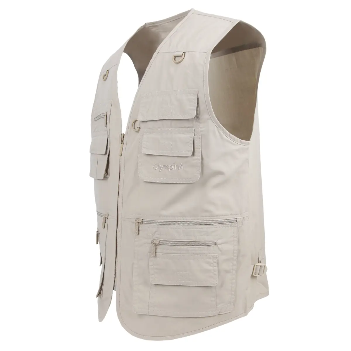 LUSI MADAM Men's Poplin Outdoors Travel Sports Multi-Pockets Work Fishing Vest Small Off-White | Utility & Comfort - view 4