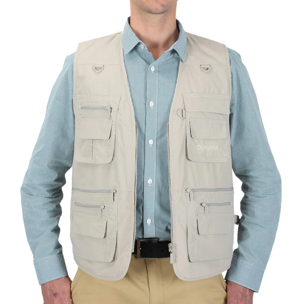 LUSI MADAM Men's Poplin Outdoors Travel Sports Multi-Pockets Work Fishing Vest XX-Large Pale Cyan | Utility & Comfort - view 2