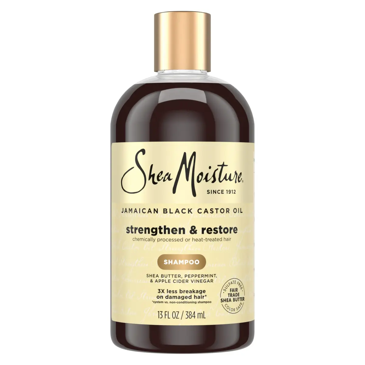 Shea Moisture Strengthen and Restore Shampoo Pure Jamaican Black Castor Oil 384ml (13 fl oz) | Cleanses and Nourishes Damaged Hair - main product image