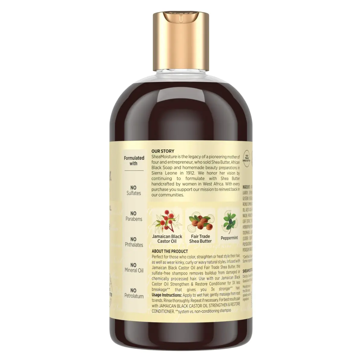 Shea Moisture Strengthen and Restore Shampoo Pure Jamaican Black Castor Oil 384ml (13 fl oz) | Cleanses and Nourishes Damaged Hair - view 2