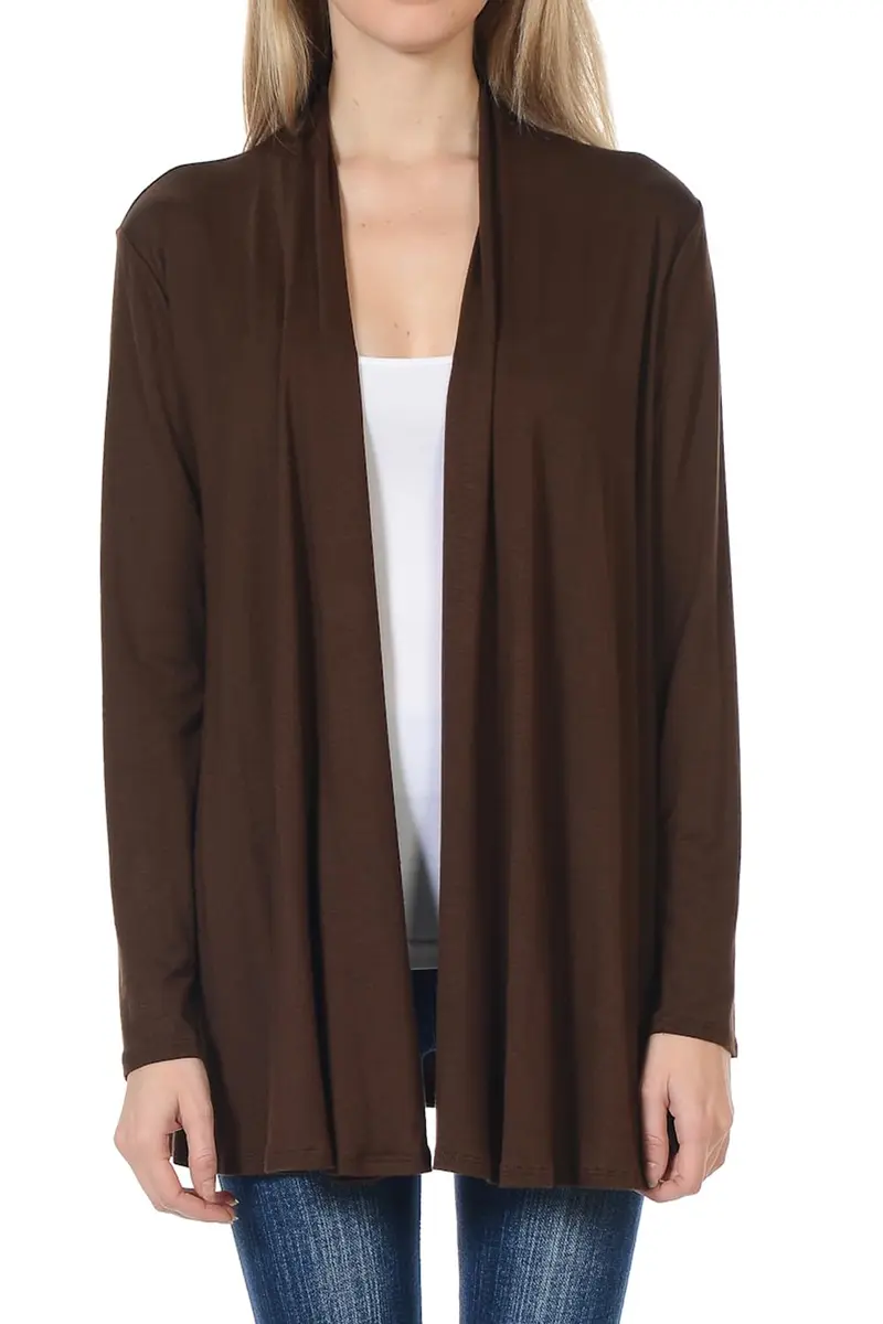 Pastel by Vivienne Women's Long Sleeve Jersey Cardigan Small Brown | Versatile, Lightweight & Comfortable - main product image