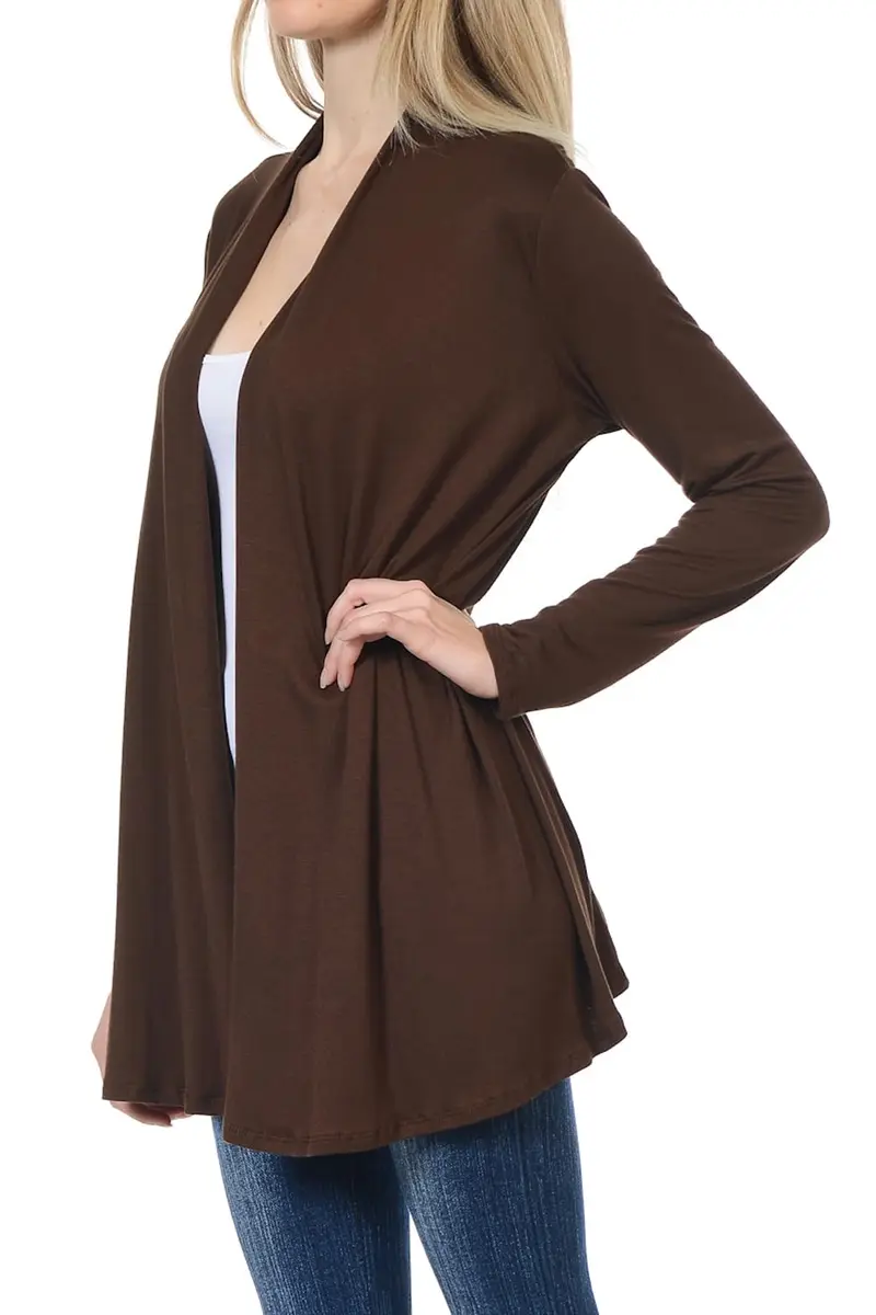 Pastel by Vivienne Women's Long Sleeve Jersey Cardigan Small Brown | Versatile, Lightweight & Comfortable - view 2