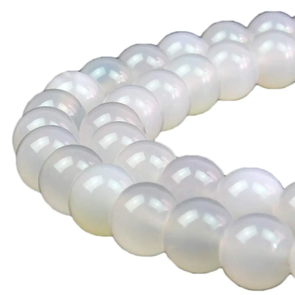 Jartc White Agate Beads Round Crystal Energy Stone for Jewelry Making (10mm) | Natural Healing Power - main product image