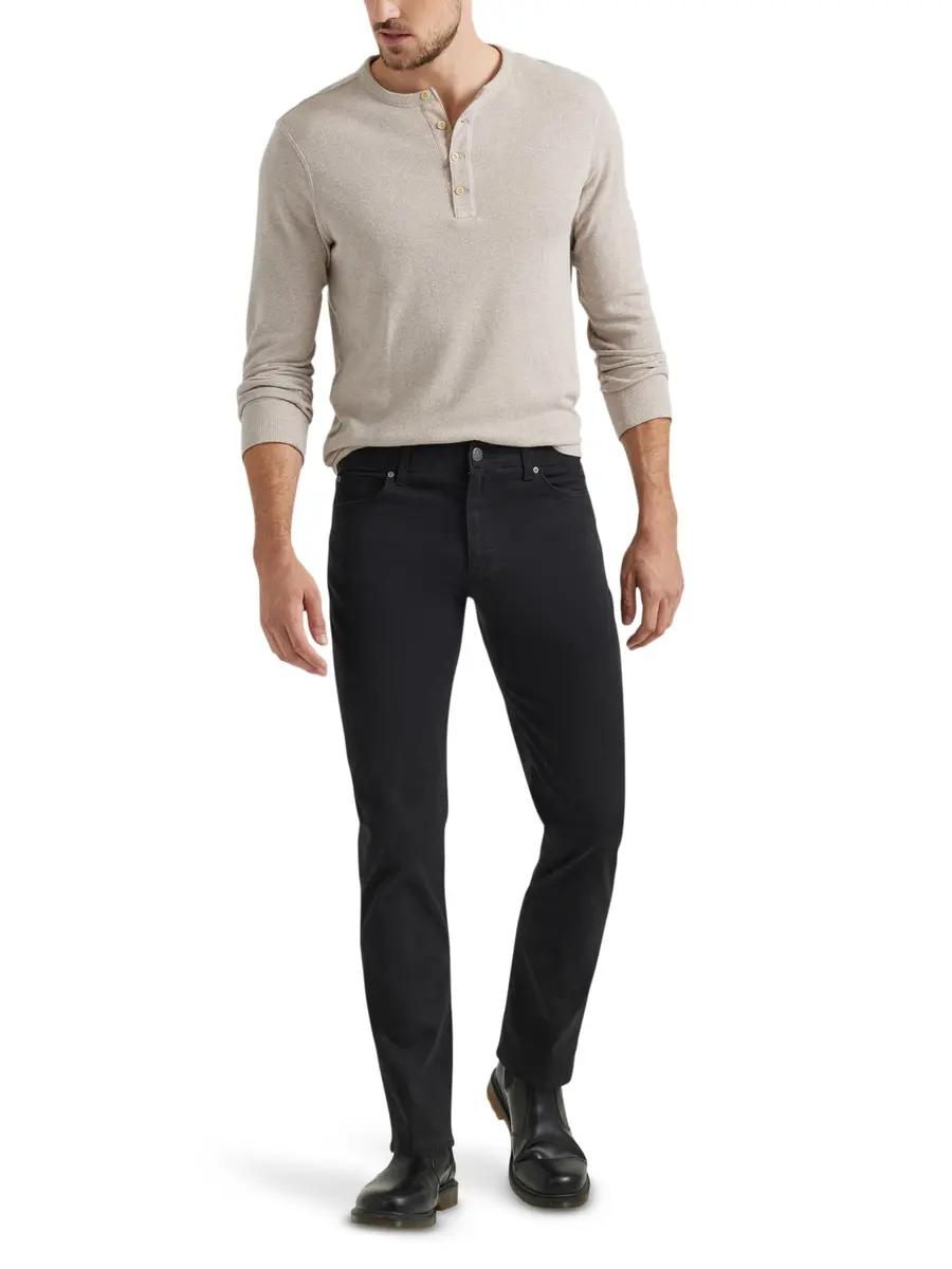 Lee Men's Extreme Motion Straight Taper Jean Black 36W x 32L | Classic Fit with Flex Waist - view 2