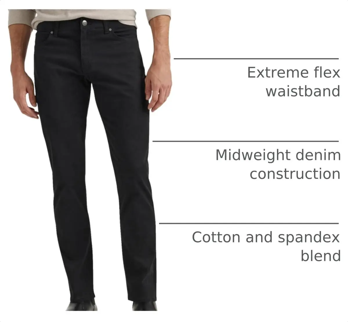 Lee Men's Extreme Motion Straight Taper Jean Black 36W x 32L | Classic Fit with Flex Waist - view 4