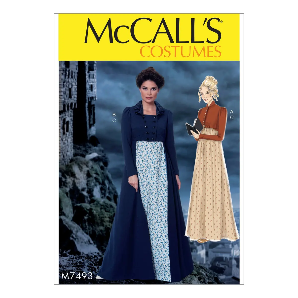 McCall's Patterns M7493 E5 Cropped Jacket, Floor-Length Coat & Dress | Sewing Pattern for Sizes 14-22 - main product image