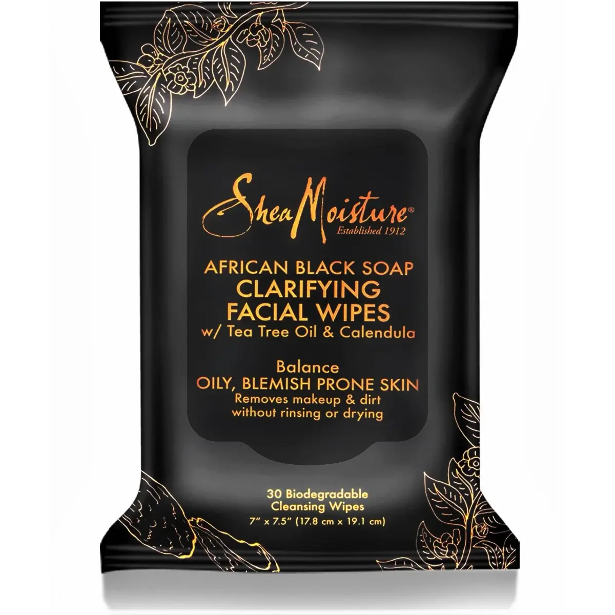 SheaMoisture African Black Soap Clarifying Facial Wipes 30 Count | For Oily, Blemish-Prone Skin - main product image