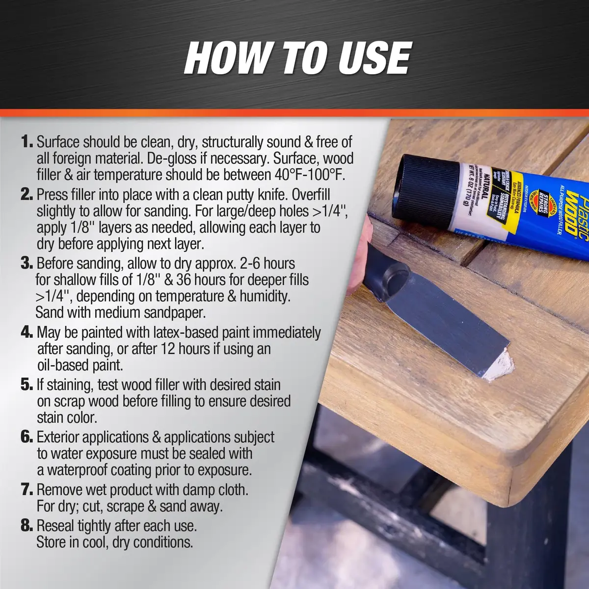 PLASTIC WOOD All Purpose Latex Wood Filler, Natural, 3 Oz | Shrink & Crack Resistant - view 3
