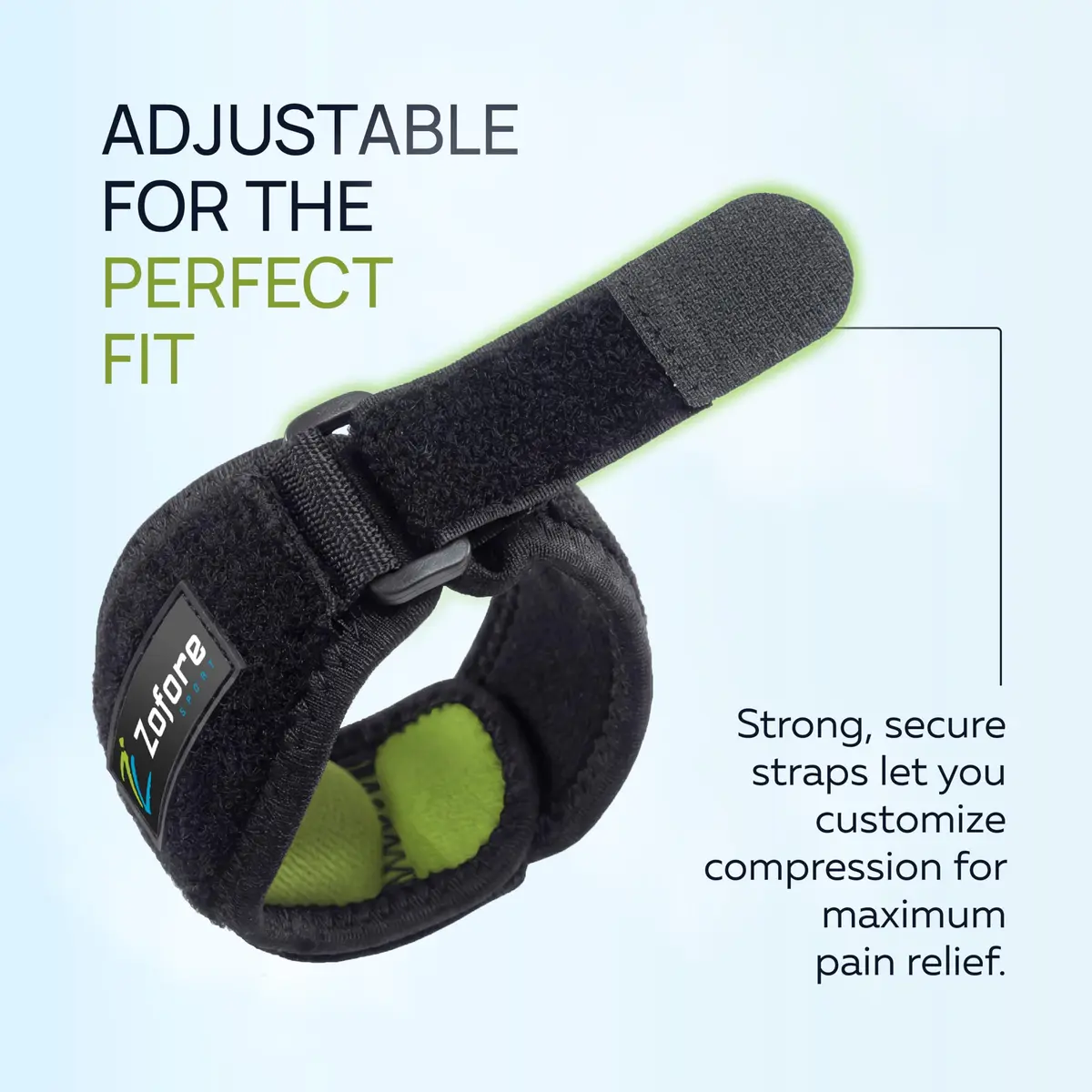 ZOFORE SPORT Tennis Elbow Brace With Compression Pad | Effective Pain Relief for Men & Women (One Size, Black) - view 6