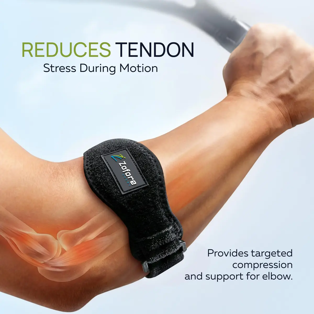 ZOFORE SPORT Tennis Elbow Brace With Compression Pad | Effective Pain Relief for Men & Women (One Size, Black) - view 2