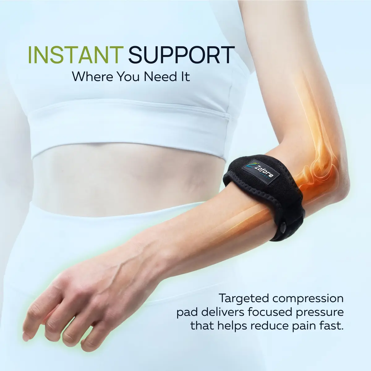 ZOFORE SPORT Tennis Elbow Brace With Compression Pad | Effective Pain Relief for Men & Women (One Size, Black) - view 3