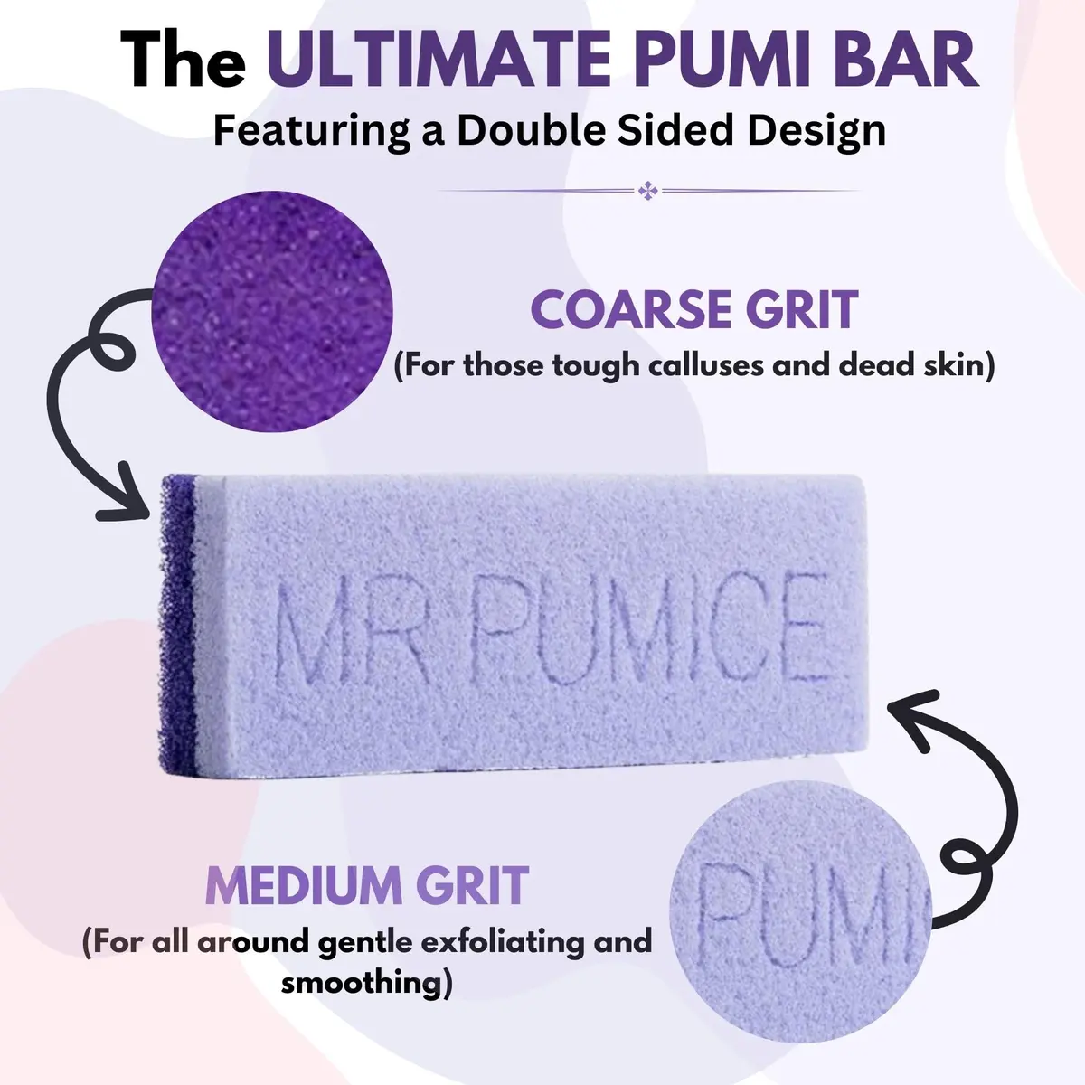 Mr. Pumice Ultimate PUMI Bar 2-in-1 Dual Grit (Medium + Coarse) Callus Remover for Feet & Heels | 4 Pack - view 2