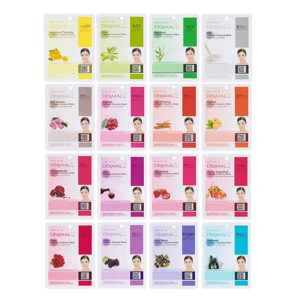 DERMAL 16 Collagen Korean Essence Sheet Mask Variety Pack B Set | 23g Essence Each - main product image