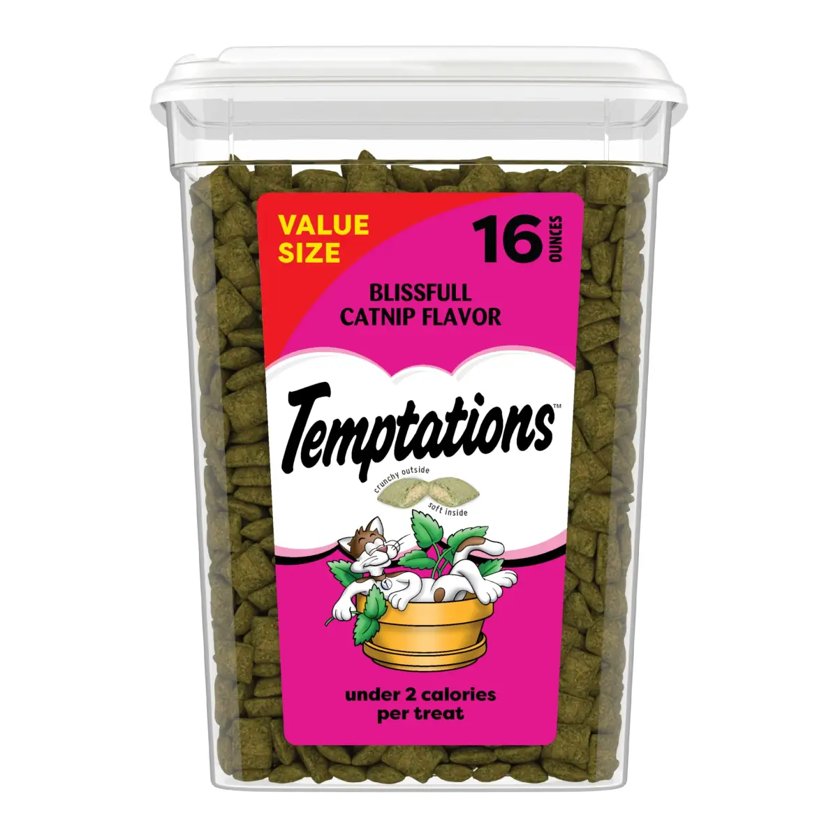 Temptations Classic Crunchy Cat Treats Catnip Flavor 1 lb (453.59 g) | Under 2 Calories Per Treat - main product image