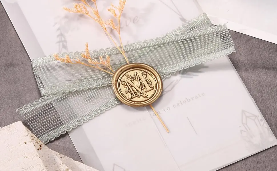 Yoption Vintage Initial Alphabet Wax Seal Stamp Letter M | Brass & Rosewood Crafting Tool - view 3