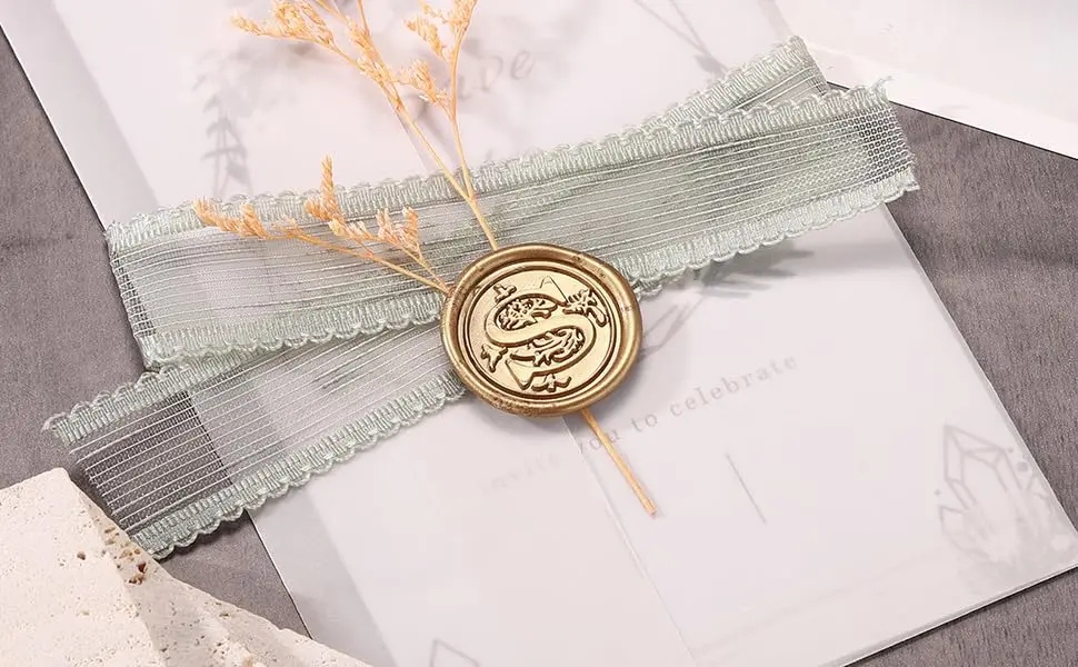 Yoption Initial Alphabet Wax Seal Stamp 1 inch | Brass Head & Wooden Handle for Invitations - view 3