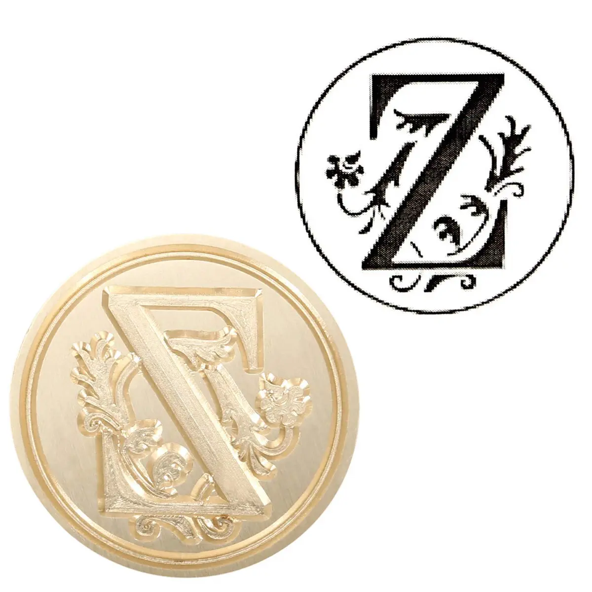 Yoption Initial Alphabet Wax Seal Stamp, 2.5cm Diameter | Brass Head & Wooden Handle for Invitations - view 2
