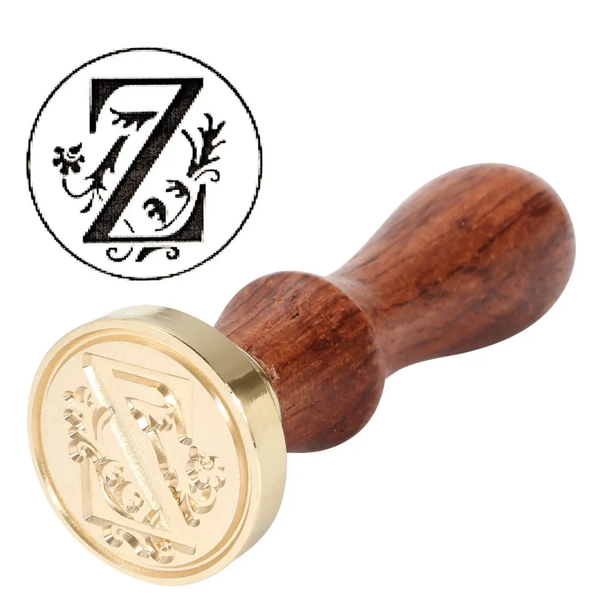 Yoption Initial Alphabet Wax Seal Stamp, 2.5cm Diameter | Brass Head & Wooden Handle for Invitations - view 4