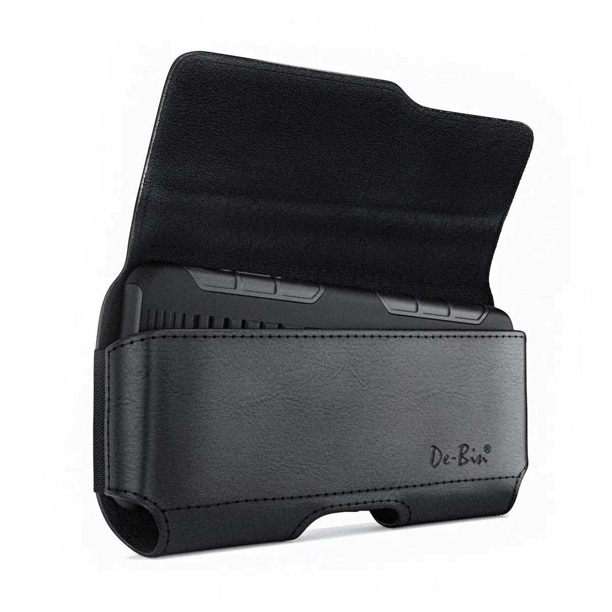 DeBin Large Holster Case for iPhone 17 Pro Max, Samsung S26+ Plus with Case On | Black Nylon Belt Clip Pouch - view 5