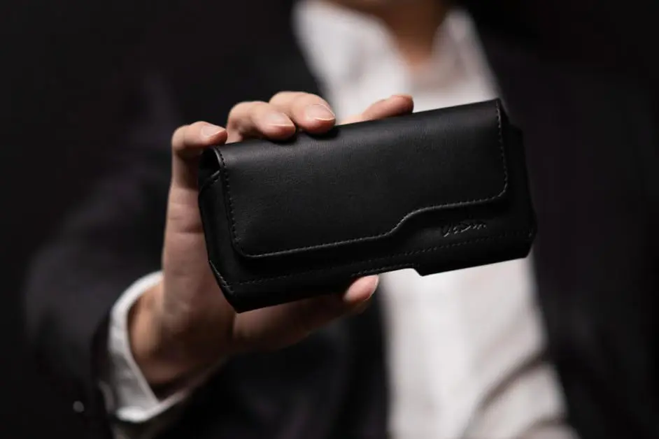 DeBin Large Holster Case for iPhone 17 Pro Max, Samsung S26+ Plus with Case On | Black Nylon Belt Clip Pouch - view 7