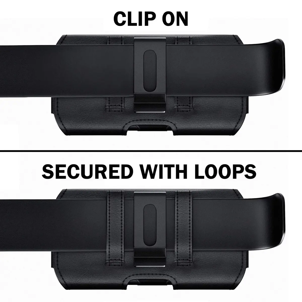 DeBin Large Holster Case for iPhone 17 Pro Max, Samsung S26+ Plus with Case On | Black Nylon Belt Clip Pouch - view 4
