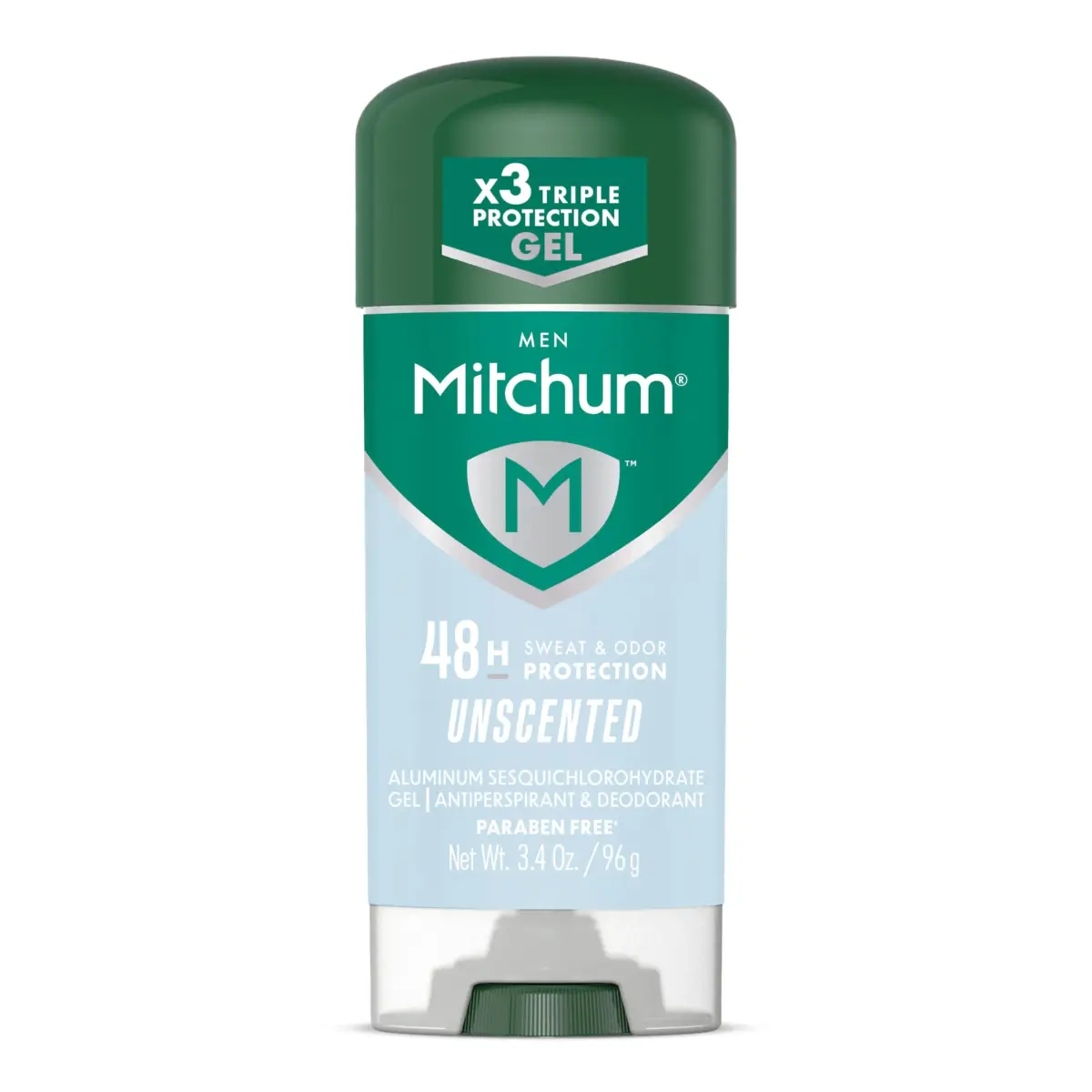 Mitchum Men's Antiperspirant Deodorant Gel Unscented 3.4 oz | 48HR Sweat & Odor Protection - main product image