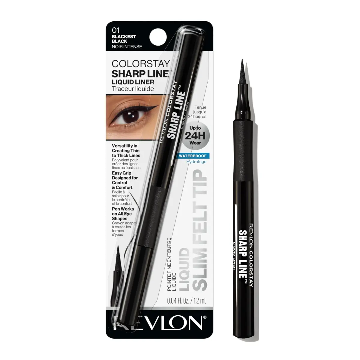 Revlon ColorStay Sharp Line Liquid Eyeliner, Blackest Black, 0.056 ml (0.04 fl oz) | Waterproof & Smudge-Proof for 24 Hours - main product image