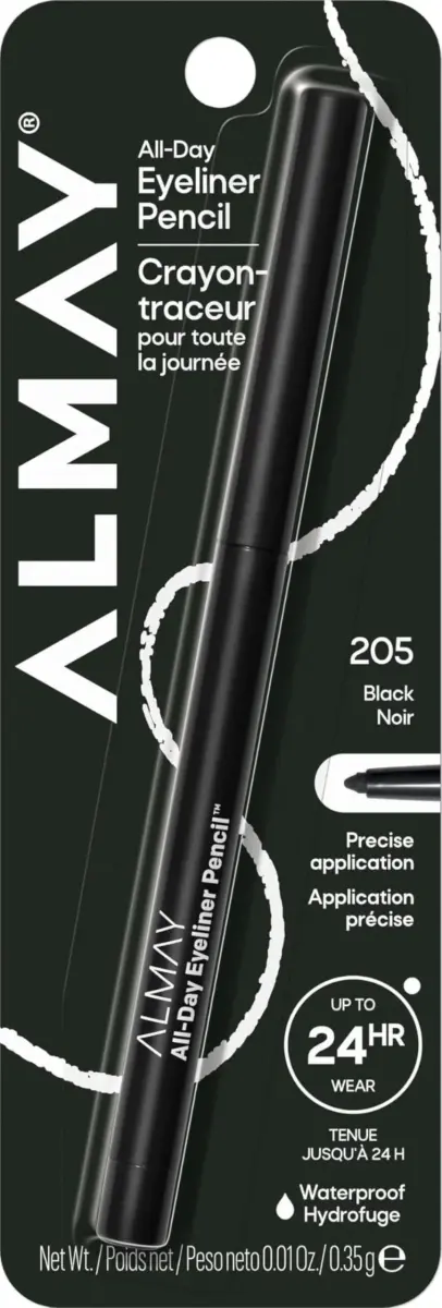 Almay All-Day Eyeliner Pencil, 205 Black - Intense Matte Black for Effortless Definition - main product image