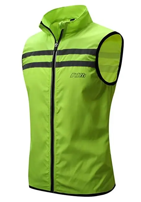 bpbtti Men's Hi-Viz Safety Running Cycling Vest - Windproof & Reflective, Large, Yellow - main product image