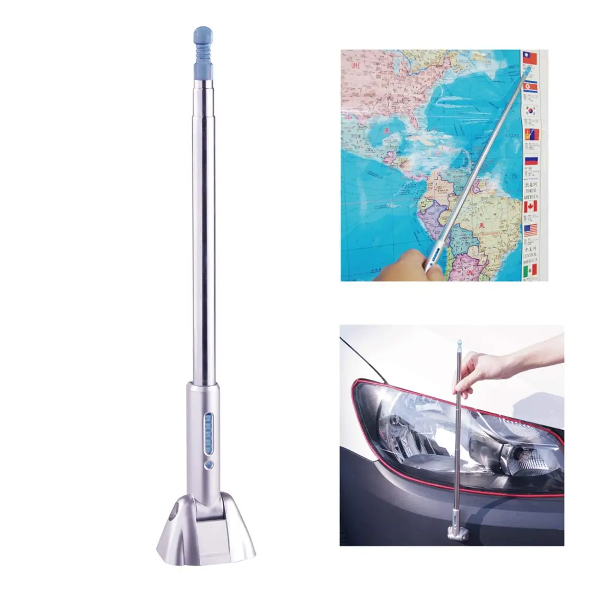 Hypersonic Corner Antenna Bumper Pole Safety Guard for Universal Car Van | Adjustable 11-23in Stainless Steel Marker - main product image