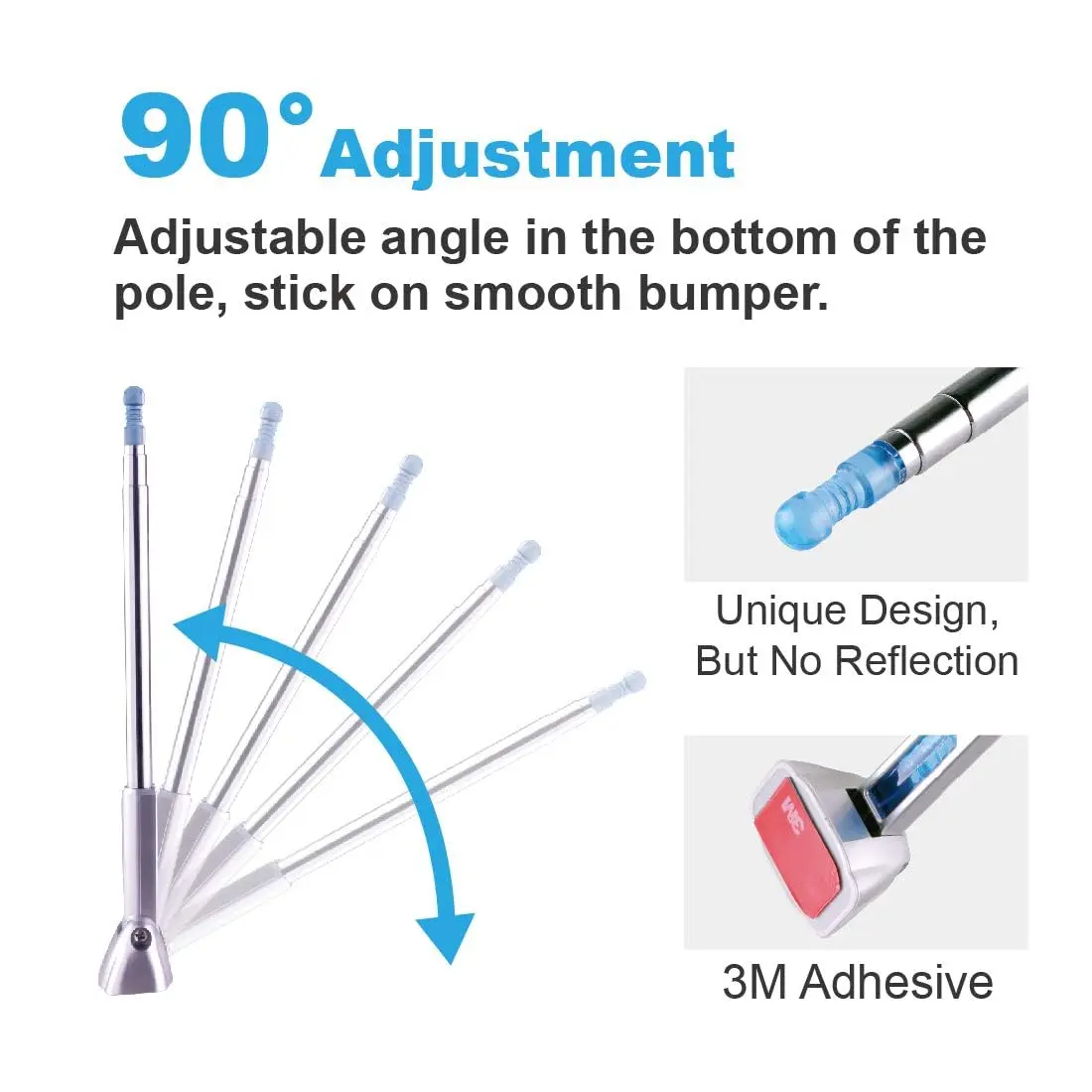 Hypersonic Corner Antenna Bumper Pole Safety Guard for Universal Car Van | Adjustable 11-23in Stainless Steel Marker - view 5