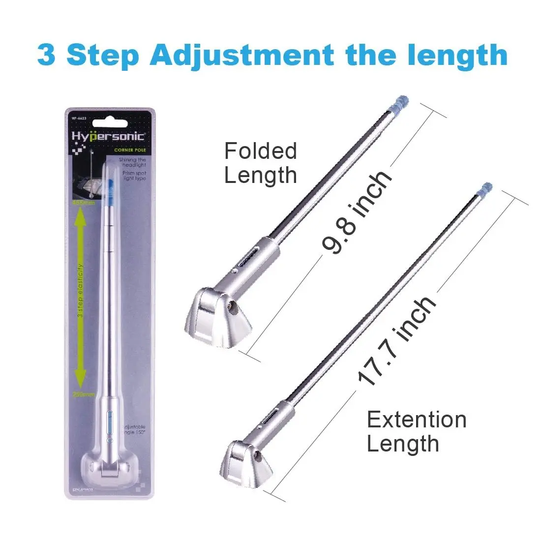 Hypersonic Corner Antenna Bumper Pole Safety Guard for Universal Car Van | Adjustable 11-23in Stainless Steel Marker - view 6