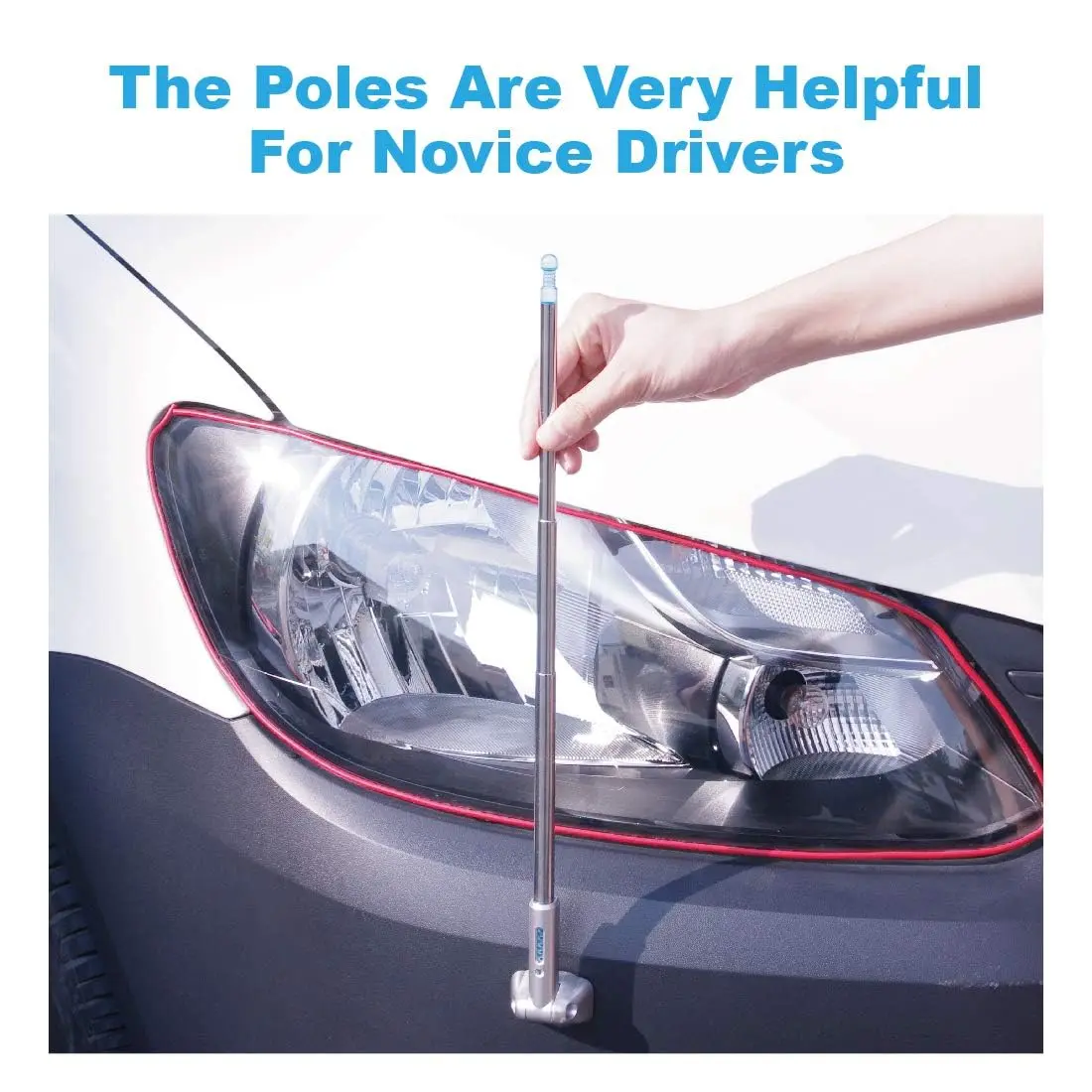 Hypersonic Corner Antenna Bumper Pole Safety Guard for Universal Car Van | Adjustable 11-23in Stainless Steel Marker - view 2
