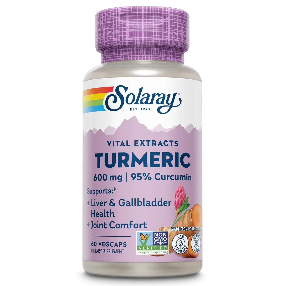 SOLARAY Turmeric One Daily 600mg | Supports Joints & Liver | Vegan, Non-GMO, Made in USA - main product image