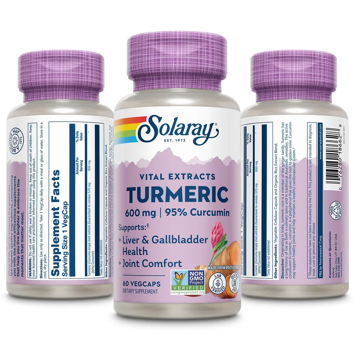SOLARAY Turmeric One Daily 600mg | Supports Joints & Liver | Vegan, Non-GMO, Made in USA - view 7