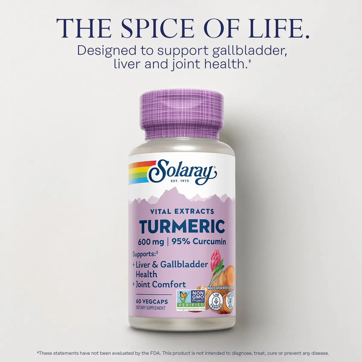 SOLARAY Turmeric One Daily 600mg | Supports Joints & Liver | Vegan, Non-GMO, Made in USA - view 3