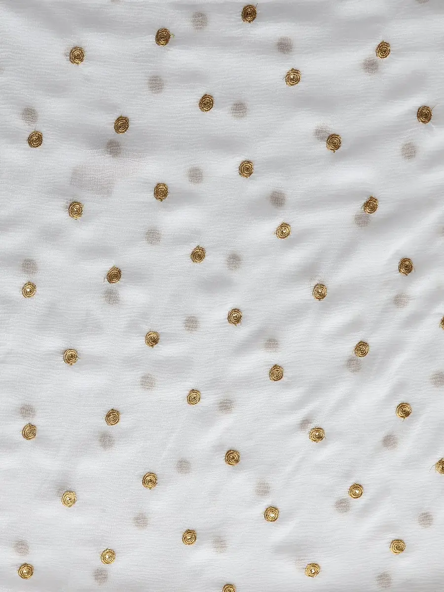 DUPATTA BAZAAR White Chiffon Dupatta with Gold Embroidery | Elegant Indian Ethnic Wear (70-120 chars) - view 4
