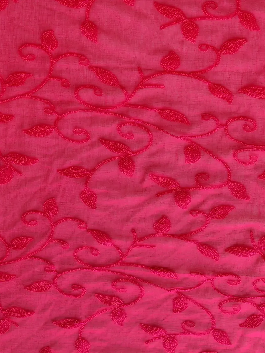 DUPATTA BAZAAR Embroidered Pink Chiffon Dupatta 93x42 inch | Soft & Breathable for Ethnic & Western Wear - view 4