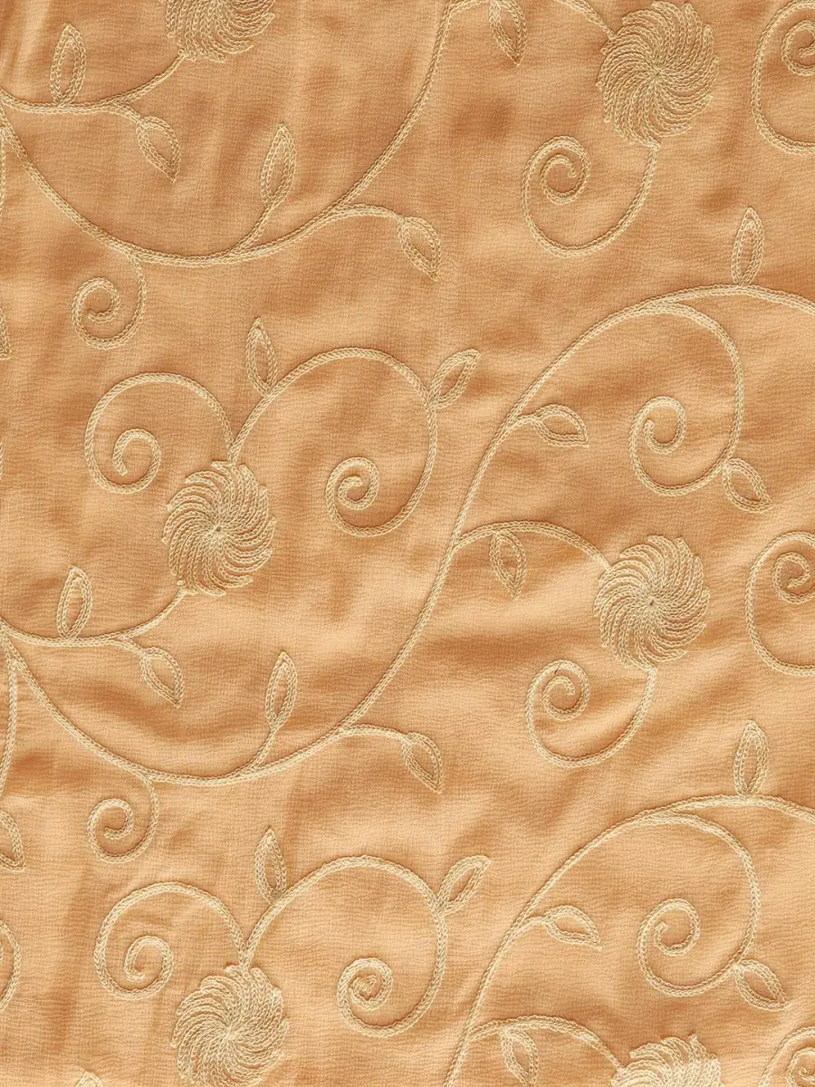 DUPATTA BAZAAR Embroidered Beige Chiffon Chunni 93x42 inch (236x107 cm) - view 4