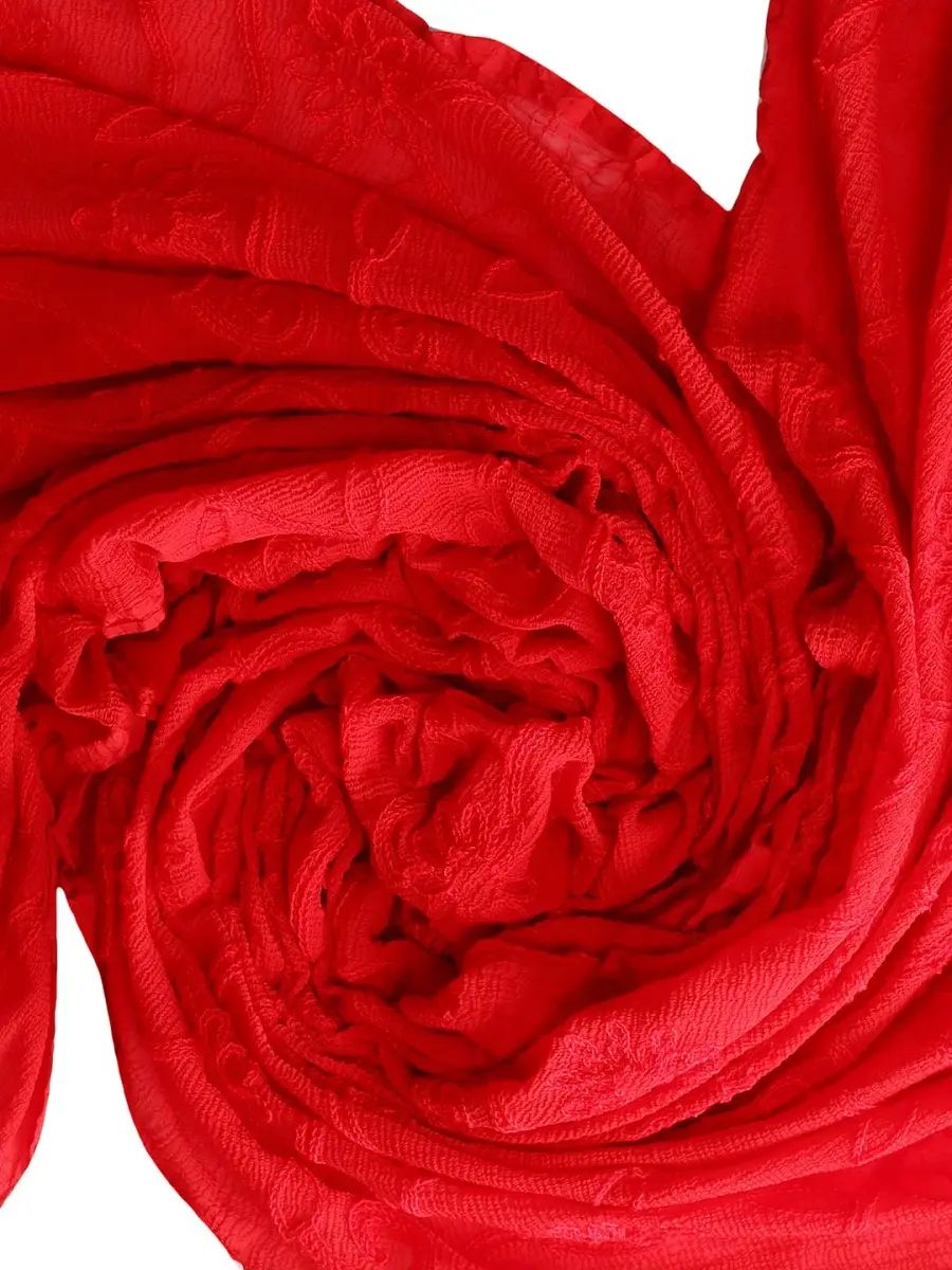 DUPATTA BAZAAR Red Embroidered Chiffon Dupatta 93x42 inch (236x107 cm) | Authentic Indian Style - view 5