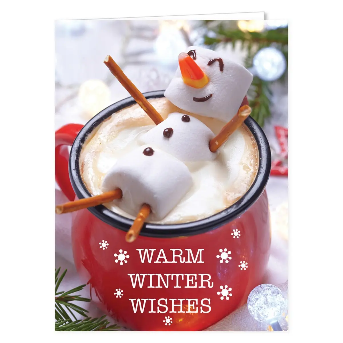 Canopy Street Cocoa Snowman Holiday Card Pack / 25 Winter Wishes Cards Set / Hot Chocolate Marshmallows Greeting / 4 5/8" x 6 1/4" Cozy Christmas Cards With Envelopes - main product image