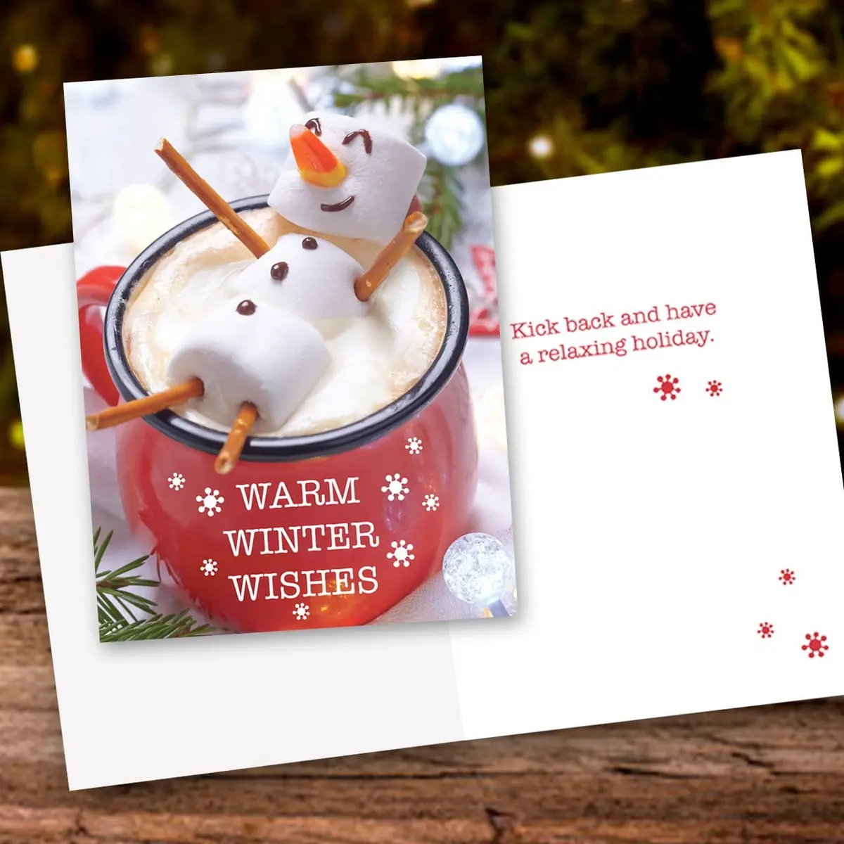 Canopy Street Cocoa Snowman Holiday Card Pack / 25 Winter Wishes Cards Set / Hot Chocolate Marshmallows Greeting / 4 5/8" x 6 1/4" Cozy Christmas Cards With Envelopes - view 6