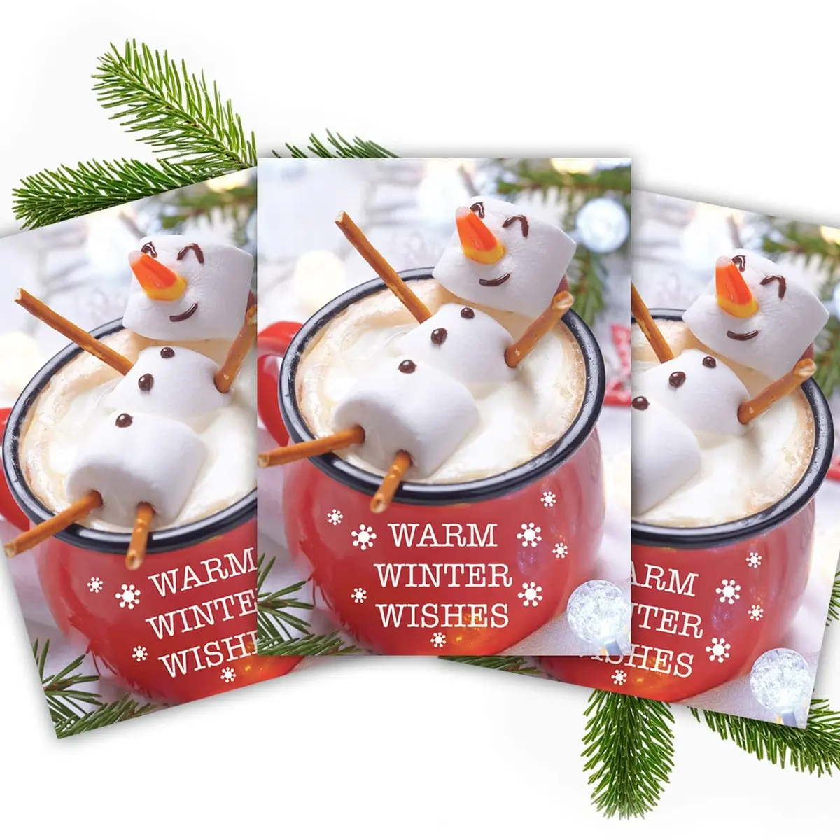 Canopy Street Cocoa Snowman Holiday Card Pack / 25 Winter Wishes Cards Set / Hot Chocolate Marshmallows Greeting / 4 5/8" x 6 1/4" Cozy Christmas Cards With Envelopes - view 7
