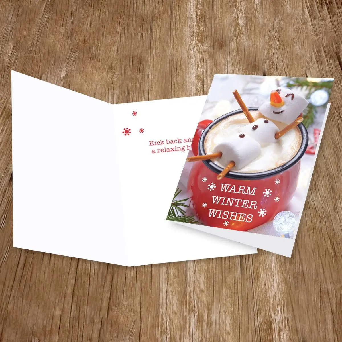 Canopy Street Cocoa Snowman Holiday Card Pack / 25 Winter Wishes Cards Set / Hot Chocolate Marshmallows Greeting / 4 5/8" x 6 1/4" Cozy Christmas Cards With Envelopes - view 8